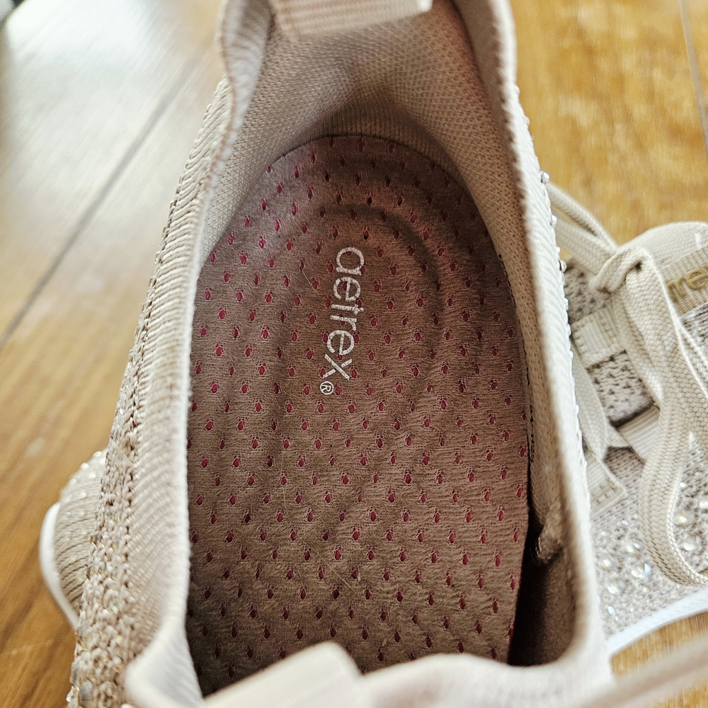 Aetrex Taupe Sparkle Women's Sneakers - Picture 2 of 6